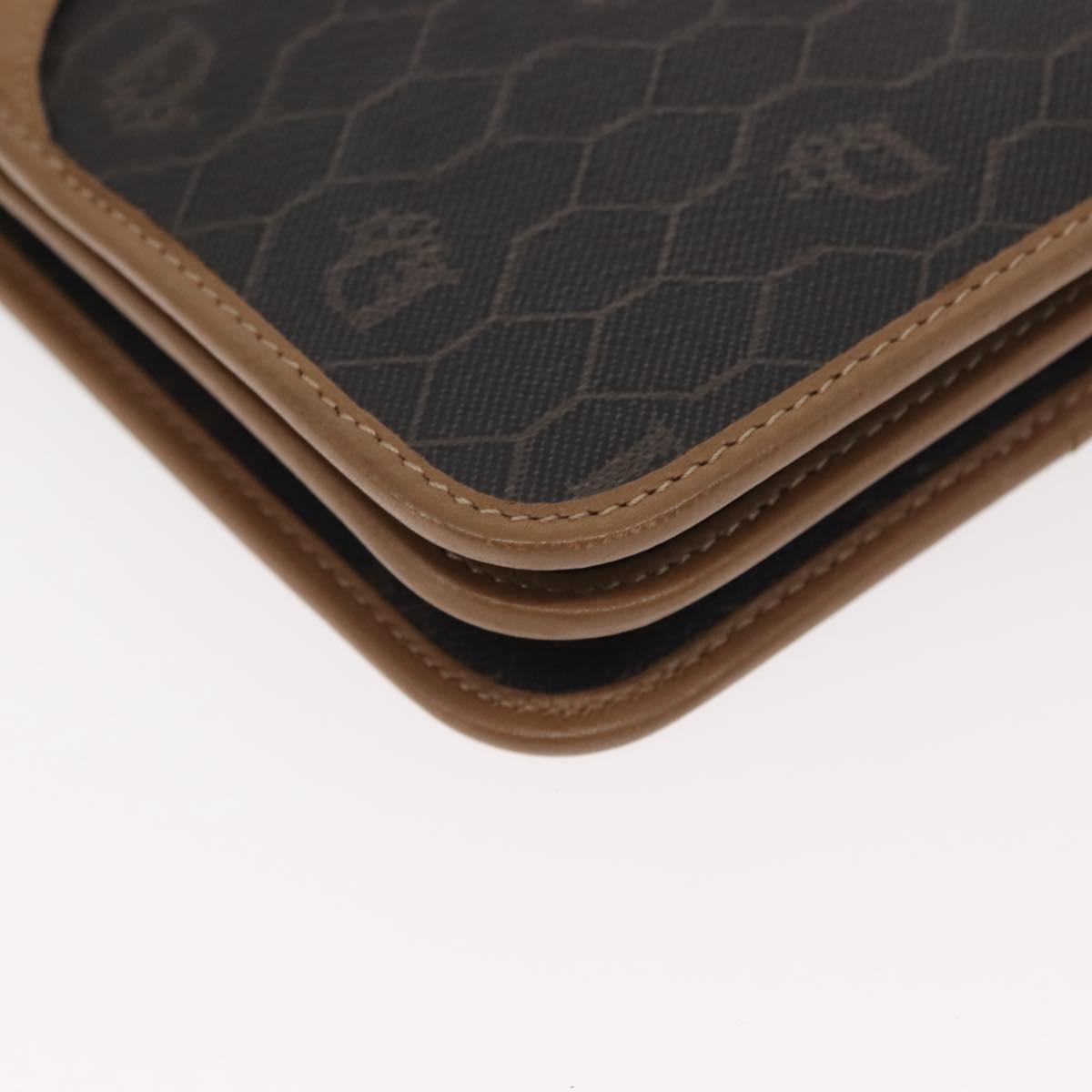 Christian Dior Honeycomb Canvas Chain Shoulder Bag PVC Black Gold Auth ep11520