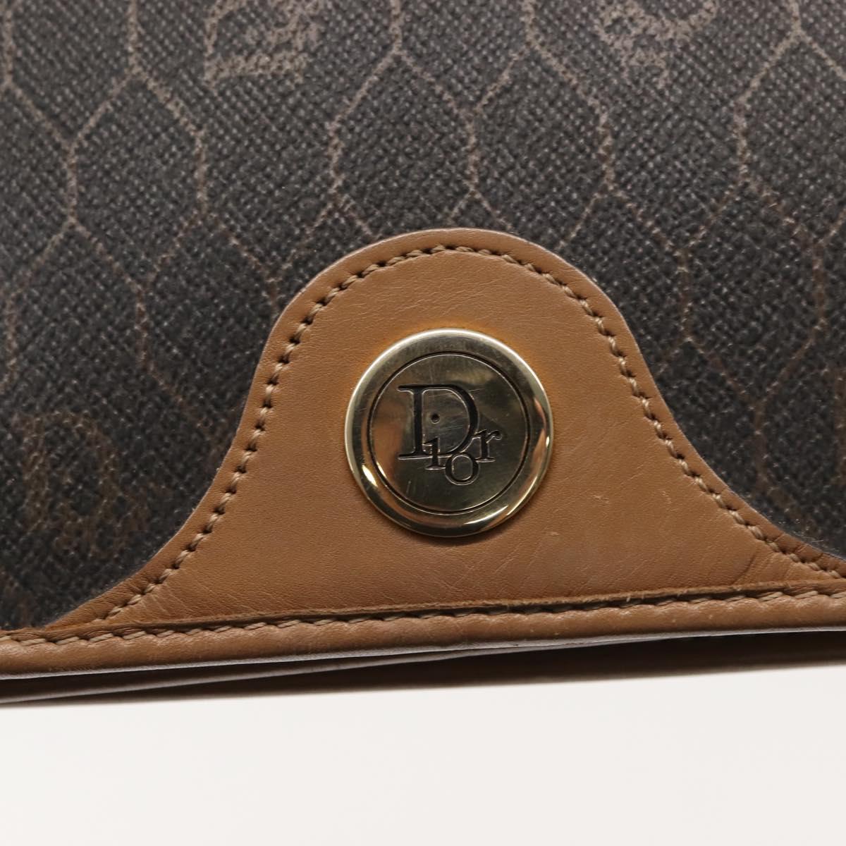 Christian Dior Honeycomb Canvas Chain Shoulder Bag PVC Black Gold Auth ep11520