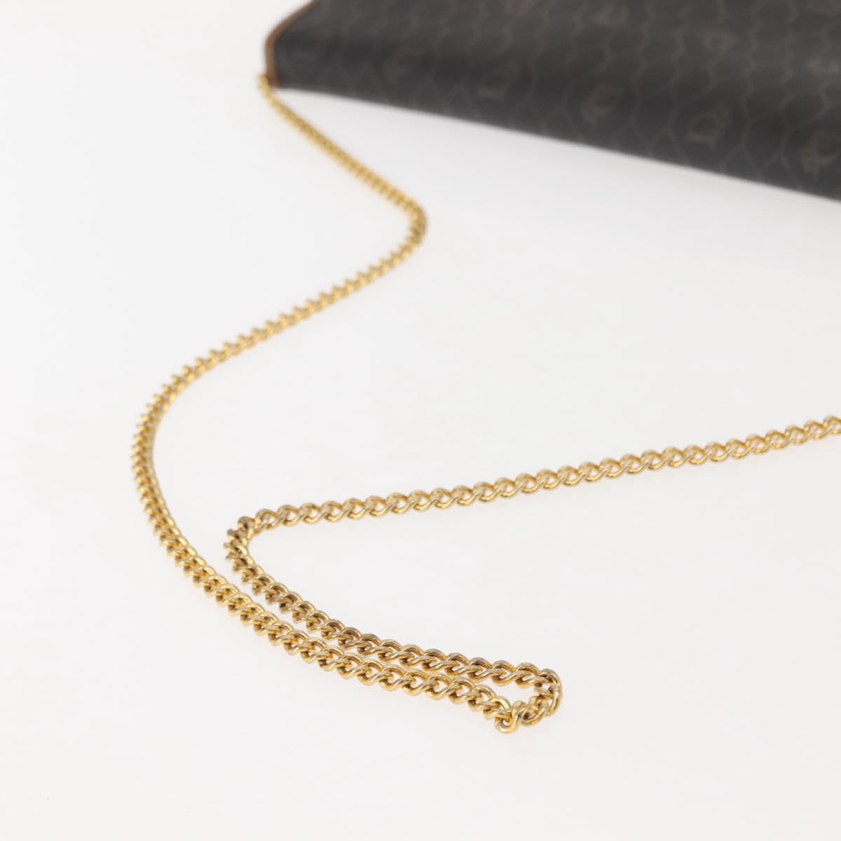 Christian Dior Honeycomb Canvas Chain Shoulder Bag PVC Black Gold Auth ep11520