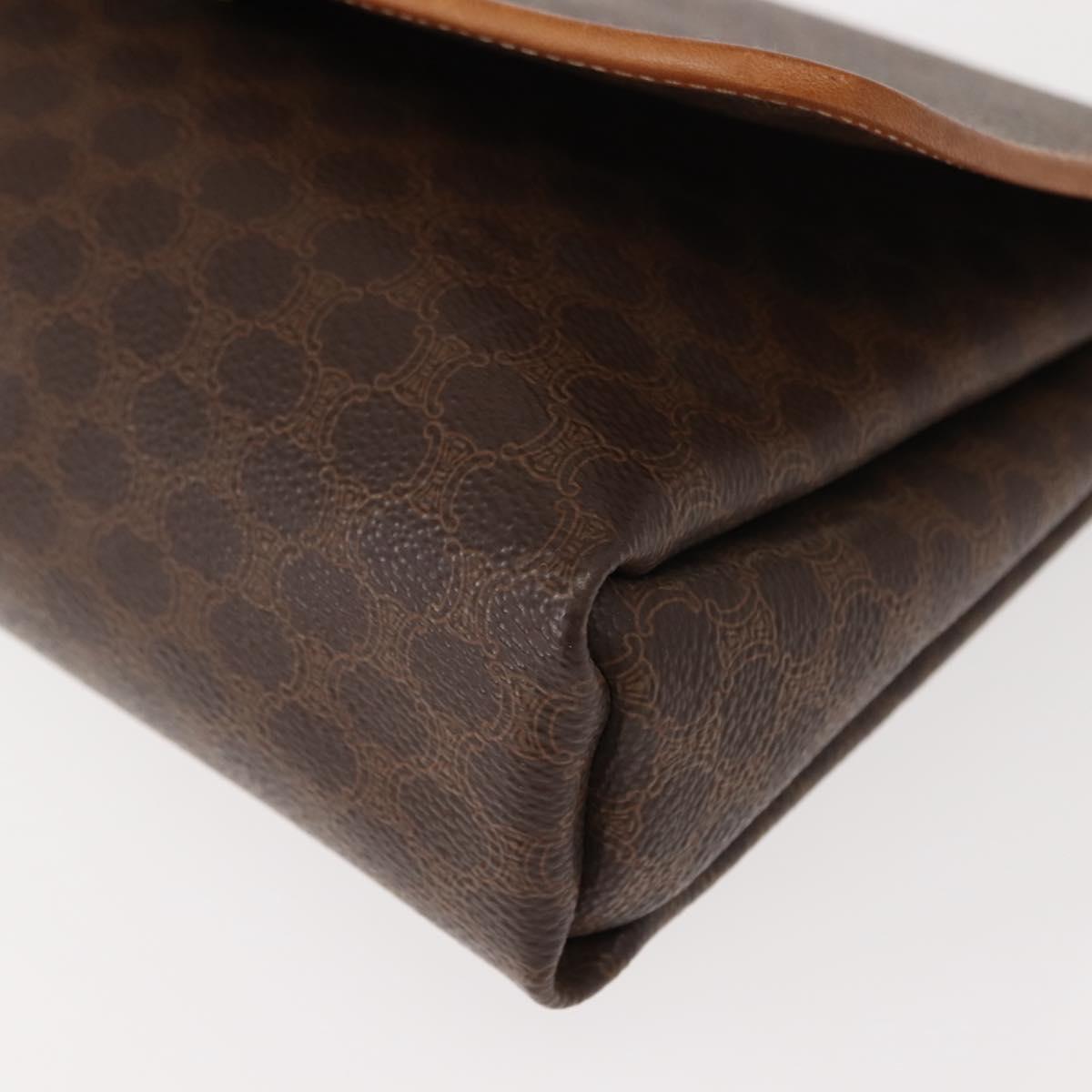 CELINE Macadam Canvas Shoulder Bag PVC Brown Gold Auth ep11522