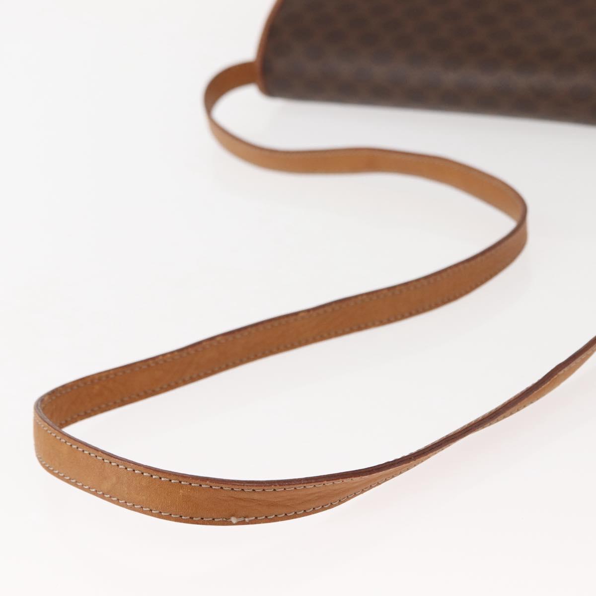 CELINE Macadam Canvas Shoulder Bag PVC Brown Gold Auth ep11522