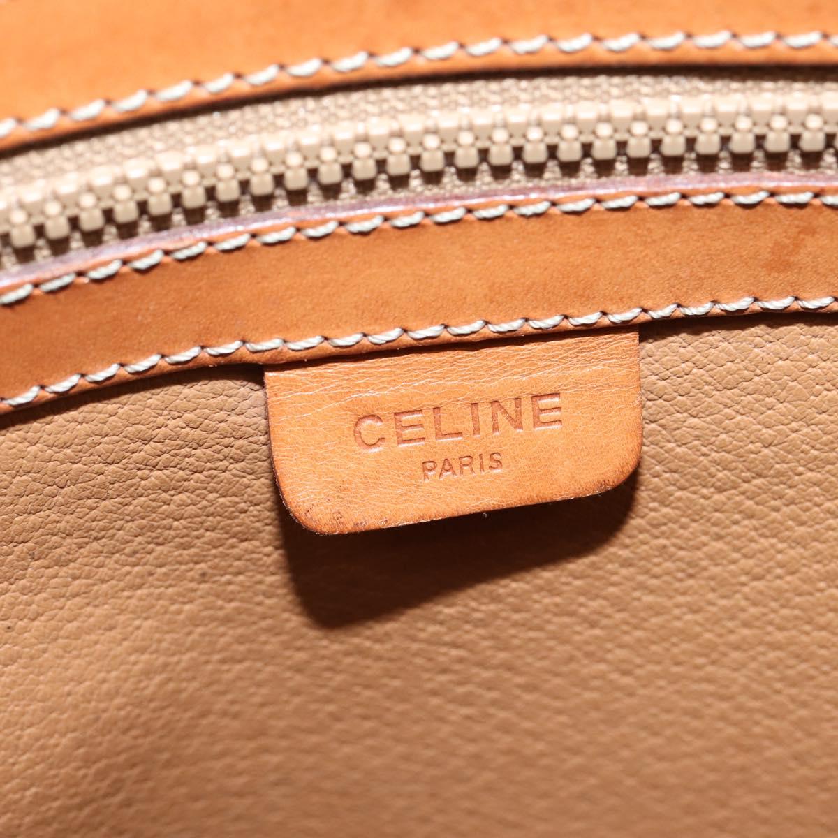 CELINE Macadam Canvas Shoulder Bag PVC Leather Brown Gold Auth ep11523