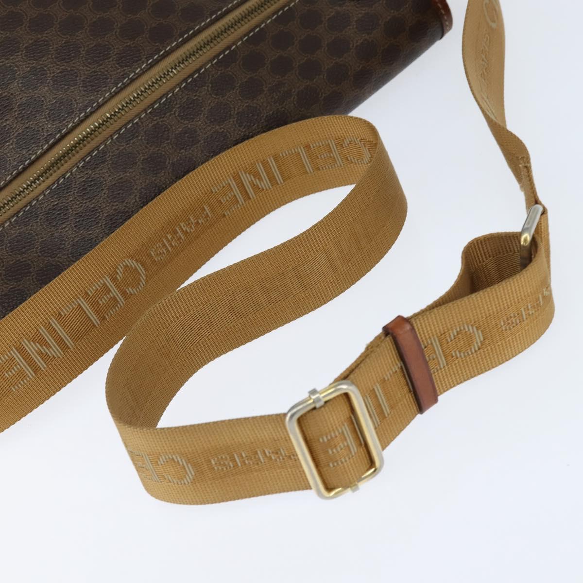 CELINE Macadam Canvas Shoulder Bag PVC Leather Brown Gold Auth ep11523