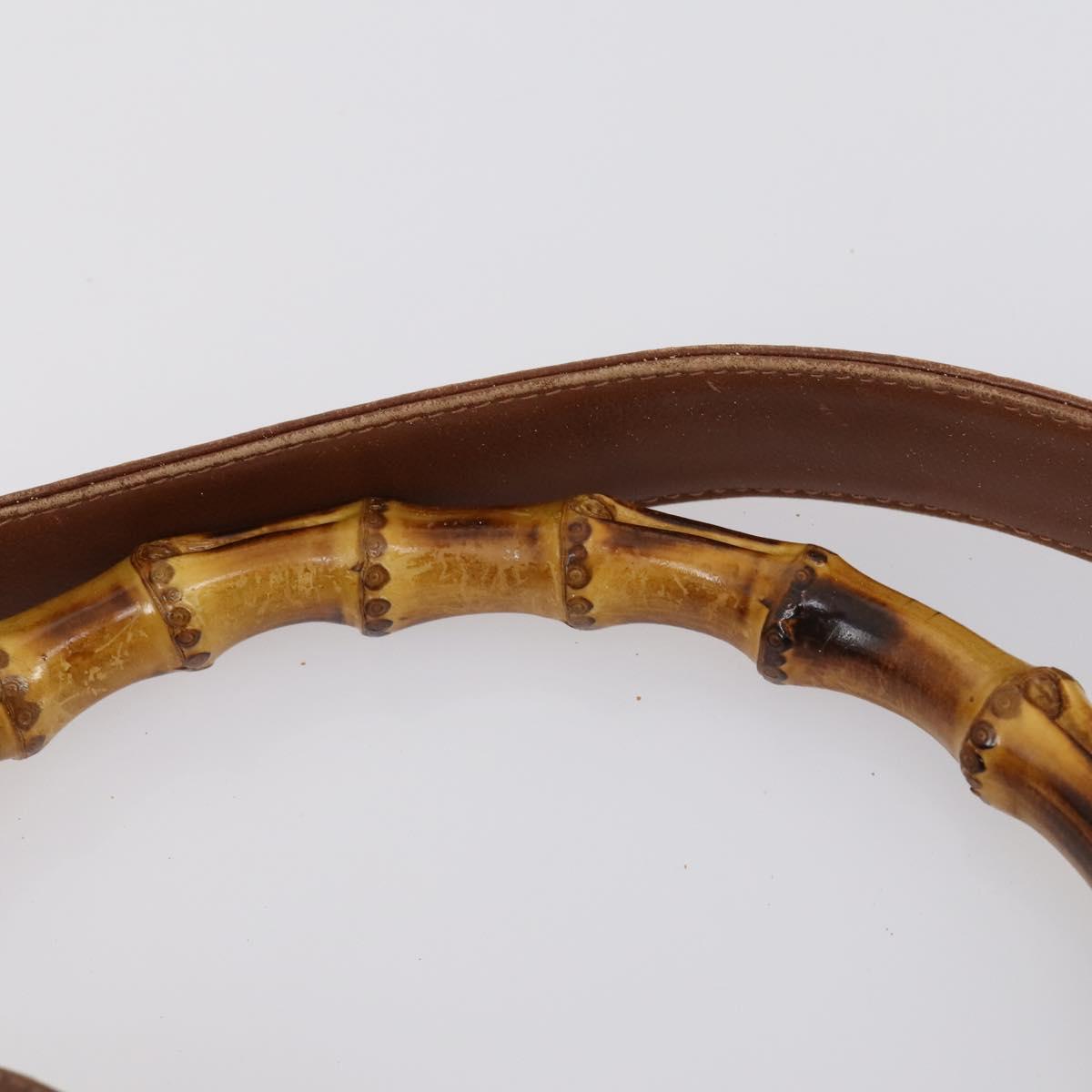 GUCCI Bamboo Hand Bag Leather 2way Brown Gold 001 1014 1638 Auth ep11526