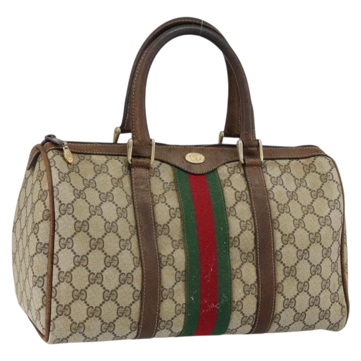 GUCCI GG Supreme Web Sherry Line Bag PVC Beige Gold 012 3842 58 Auth ep11528