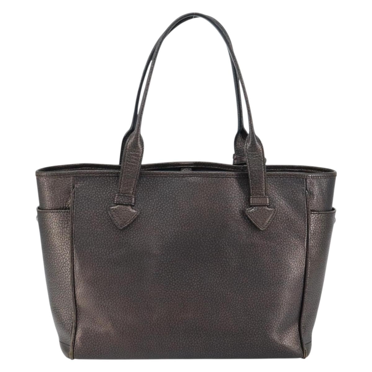 LOEWE Hand Bag Leather Black Auth ep11530