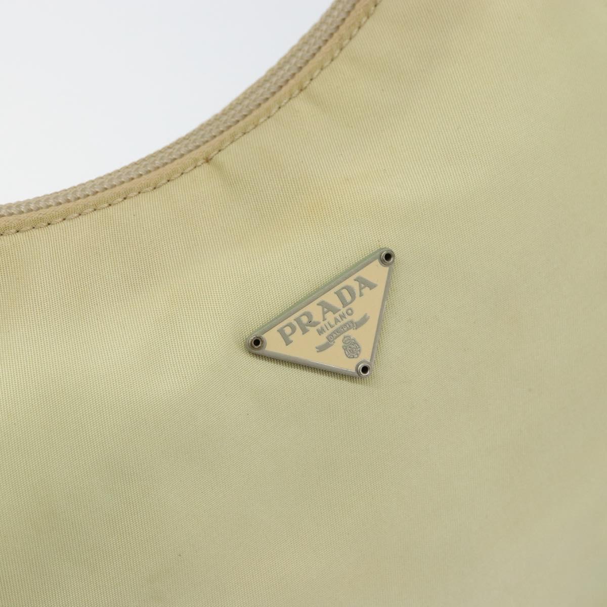 PRADA Hand Bag Nylon Beige Gold Auth ep11531