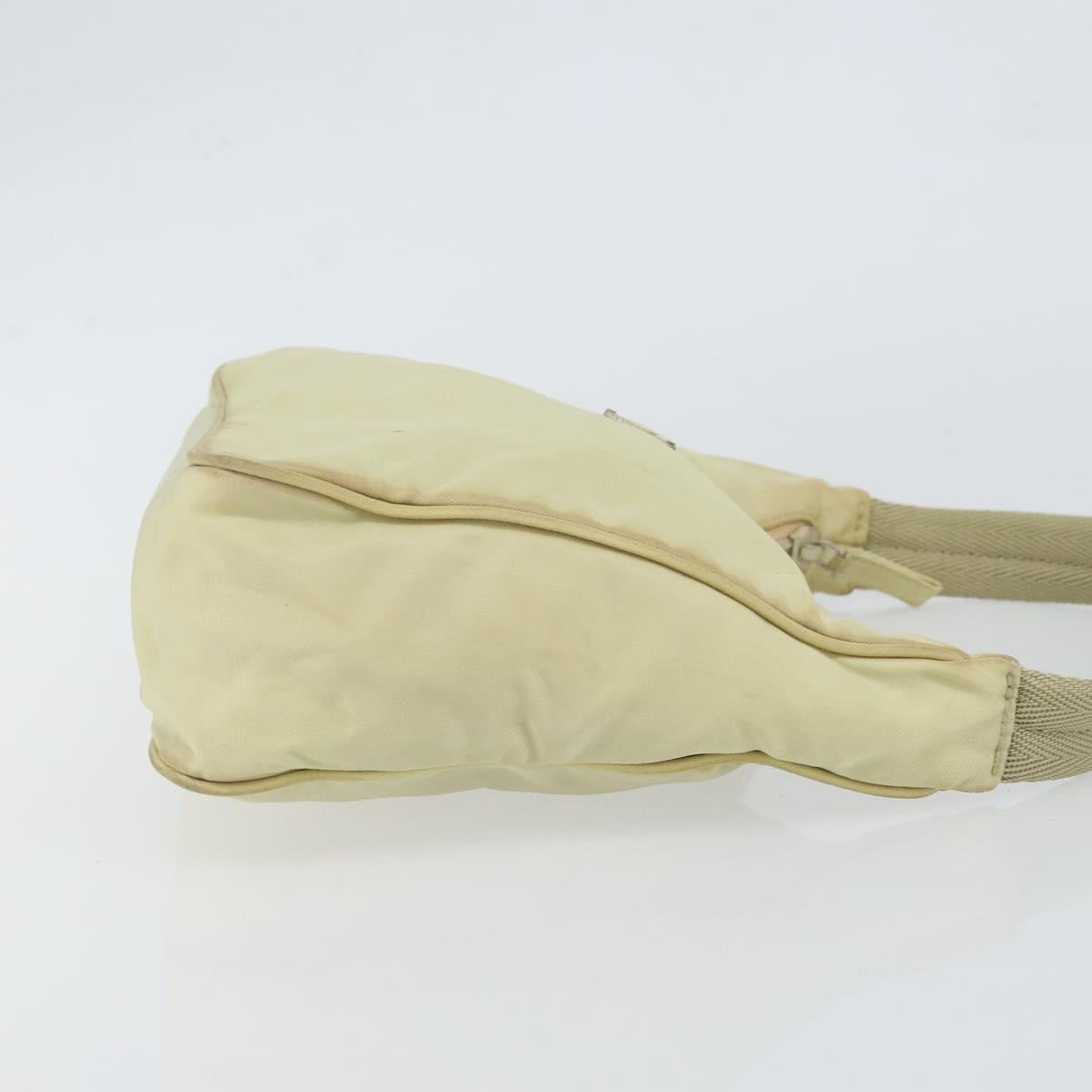 PRADA Hand Bag Nylon Beige Gold Auth ep11531