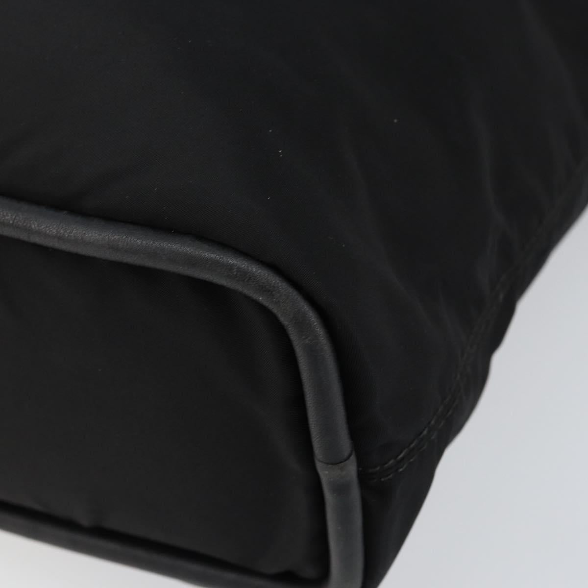 CELINE Tote Bag Nylon Leather Black Gold Auth ep11537