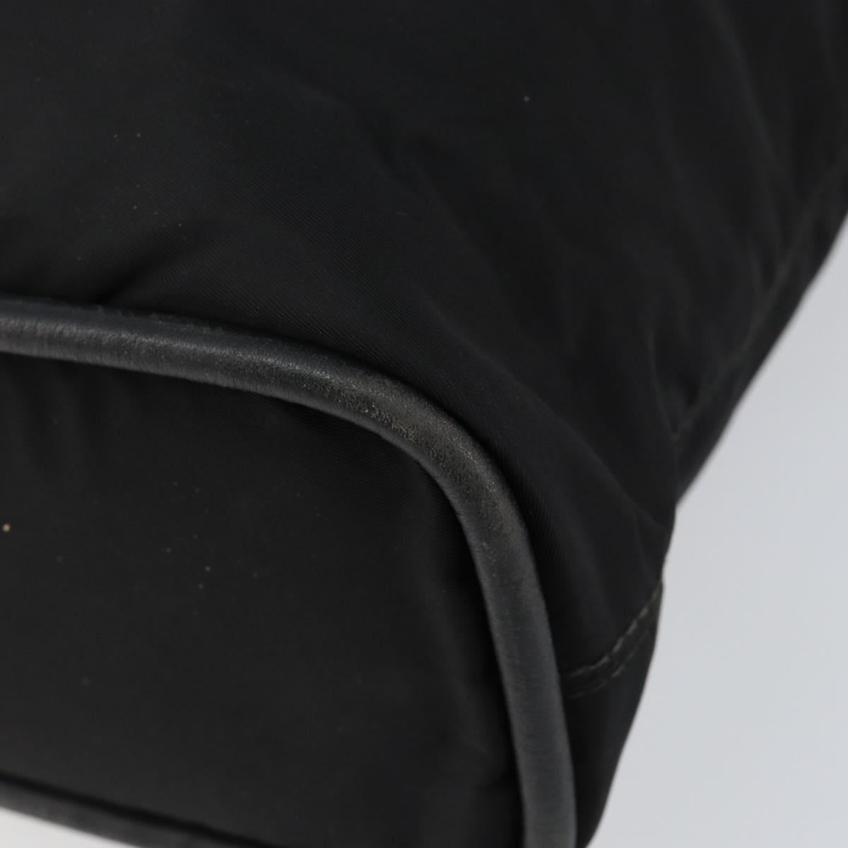 CELINE Tote Bag Nylon Leather Black Gold Auth ep11537