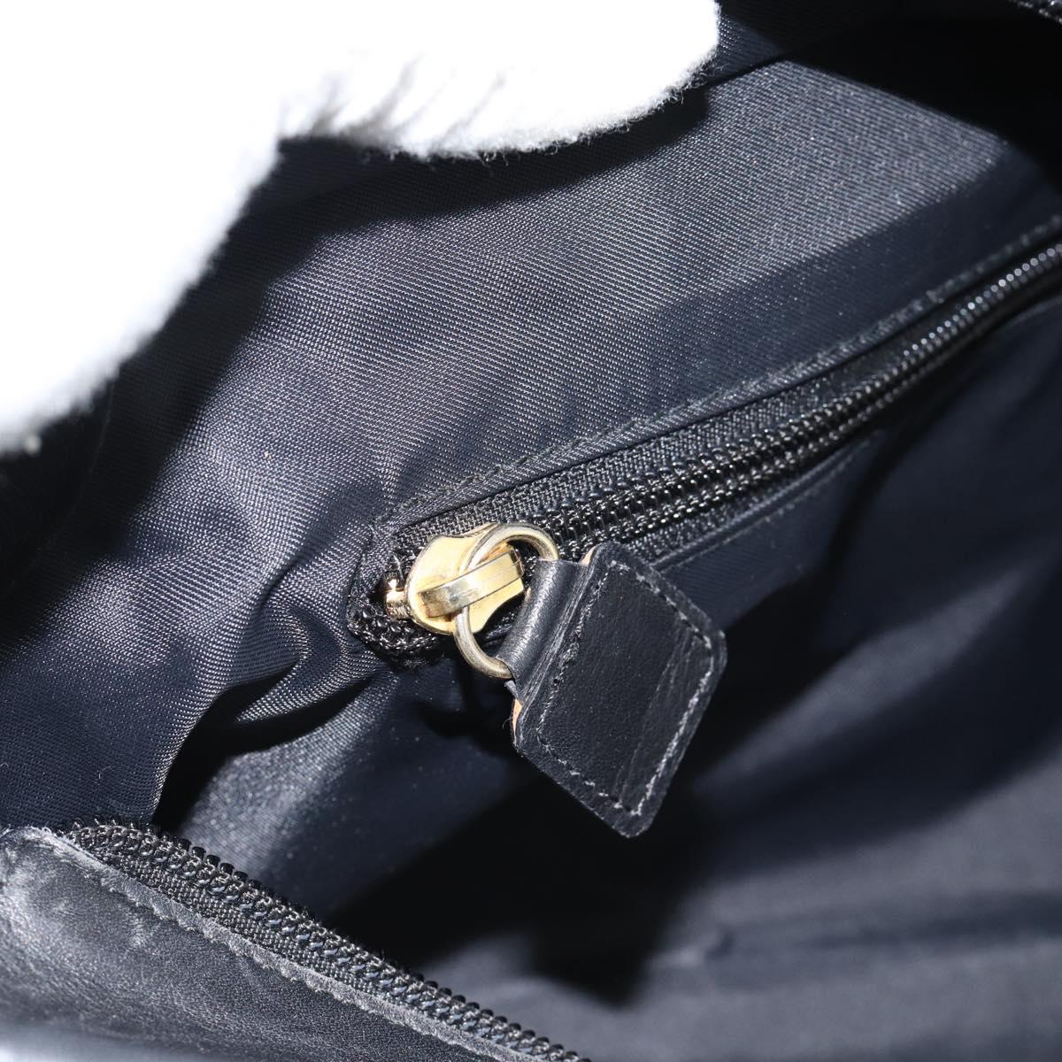 CELINE Tote Bag Nylon Leather Black Gold Auth ep11537