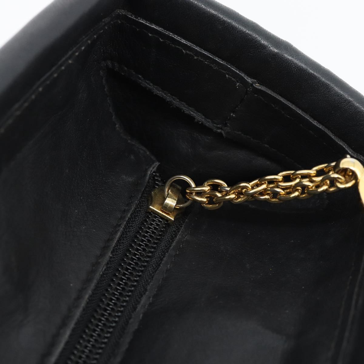 CELINE Tote Bag Nylon Leather Black Gold Auth ep11537