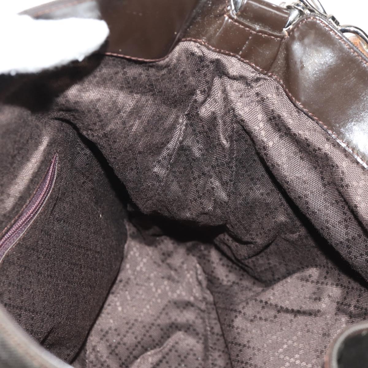 GUCCI Bamboo Hand Bag Nylon 2way Brown Silver 001 1577 Auth ep11538