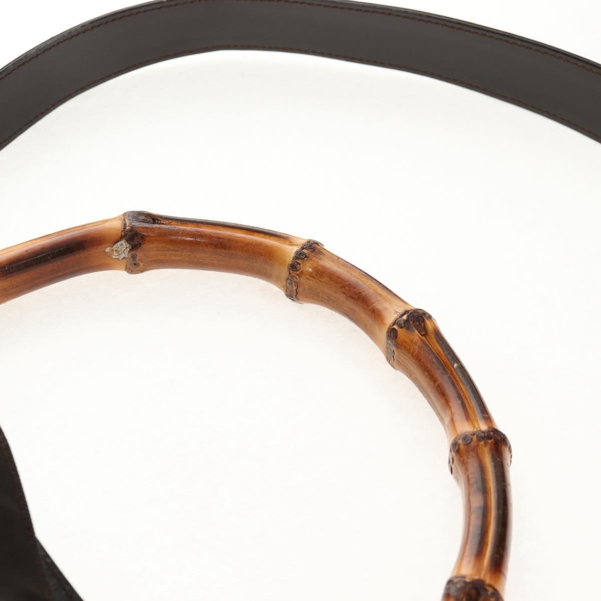 GUCCI Bamboo Hand Bag Nylon 2way Brown Silver 001 1577 Auth ep11538