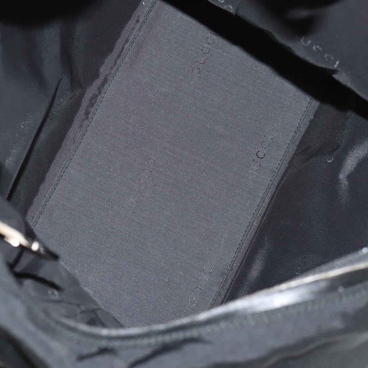 GUCCI Shoulder Bag Nylon Leather Black Silver 001 1955 Auth ep11539