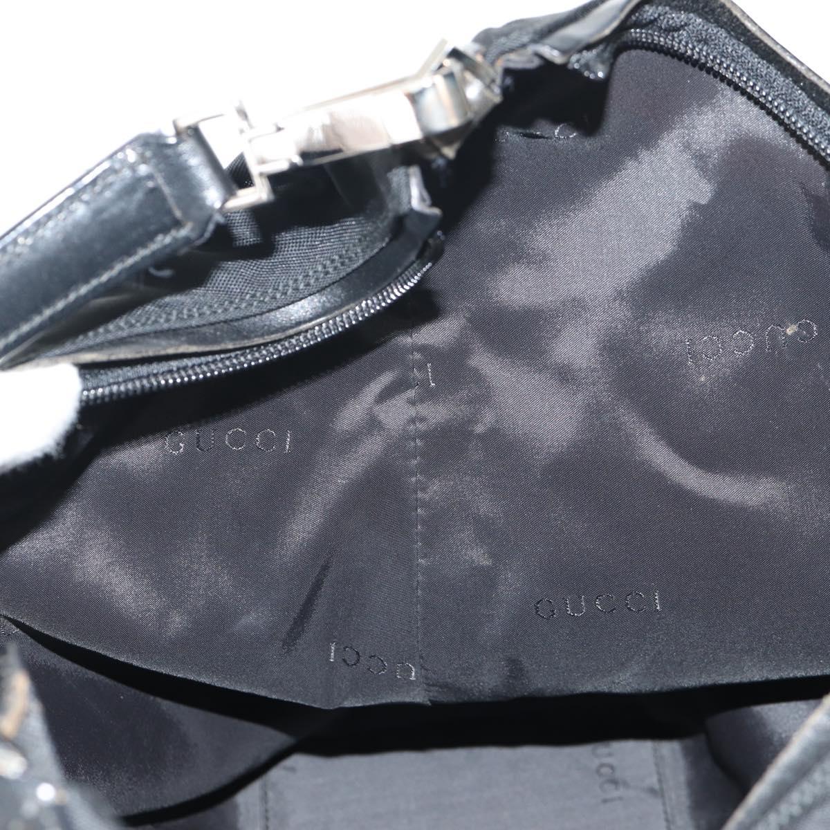 GUCCI Shoulder Bag Nylon Leather Black Silver 001 1955 Auth ep11539