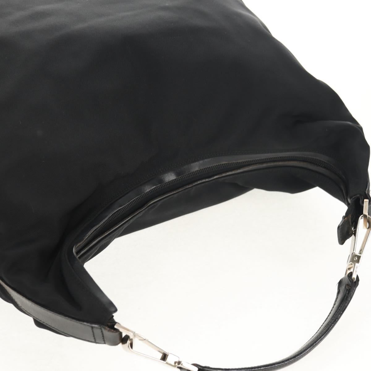 GUCCI Shoulder Bag Nylon Leather Black Silver 001 1955 Auth ep11539