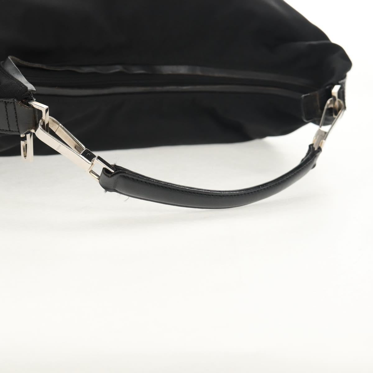 GUCCI Shoulder Bag Nylon Leather Black Silver 001 1955 Auth ep11539