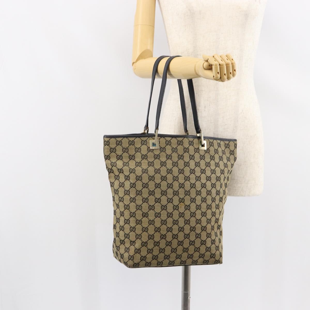 GUCCI GG Canvas Tote Bag Navy Gold 002 1098 3444 Auth ep11540