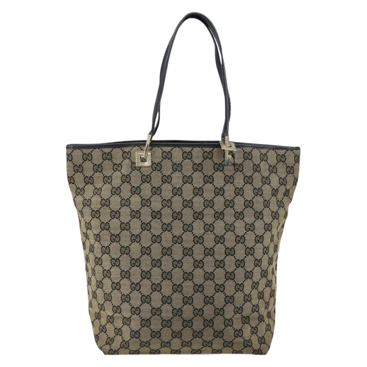 GUCCI GG Canvas Tote Bag Navy Gold 002 1098 3444 Auth ep11540