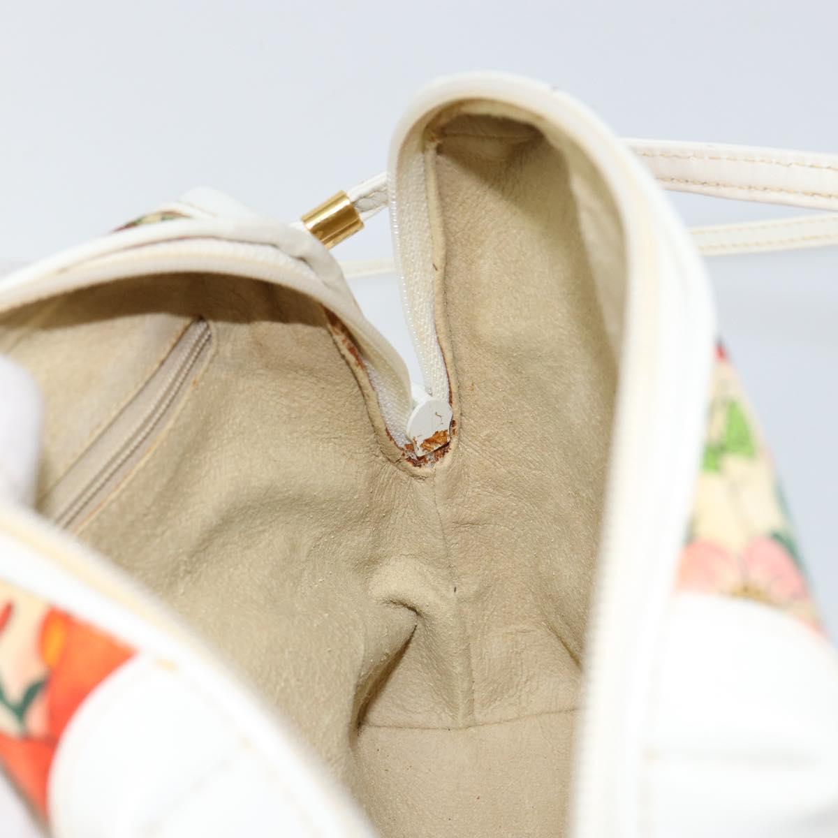 GUCCI Botanical Shoulder Bag Canvas Leather White Gold 007 115 1093 Auth ep11546