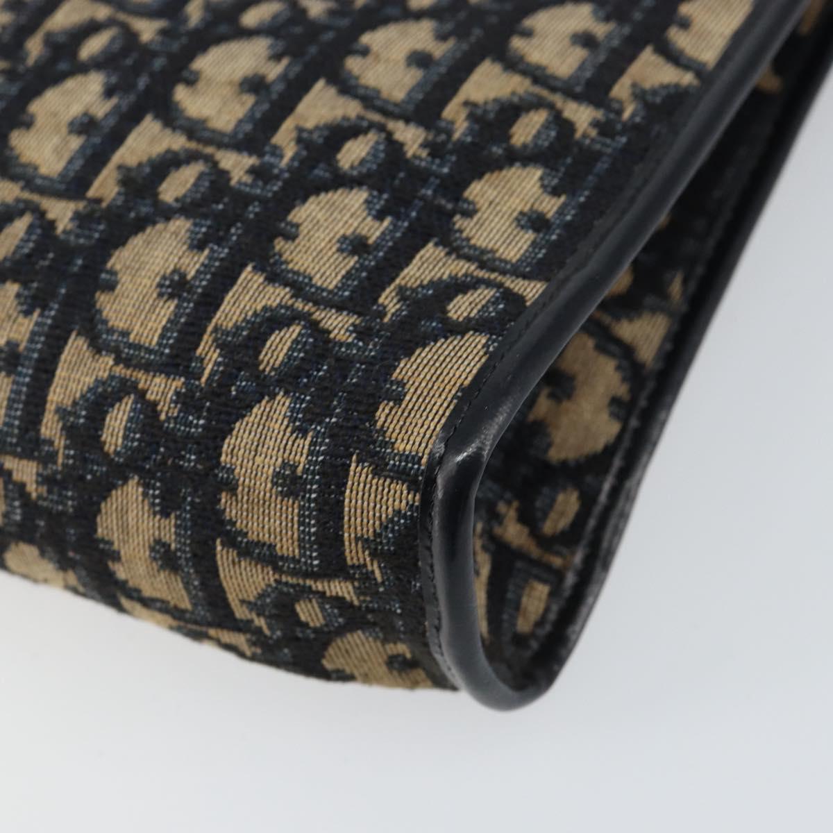 Christian Dior Trotter Canvas Shoulder Bag Navy Gold Auth ep11547