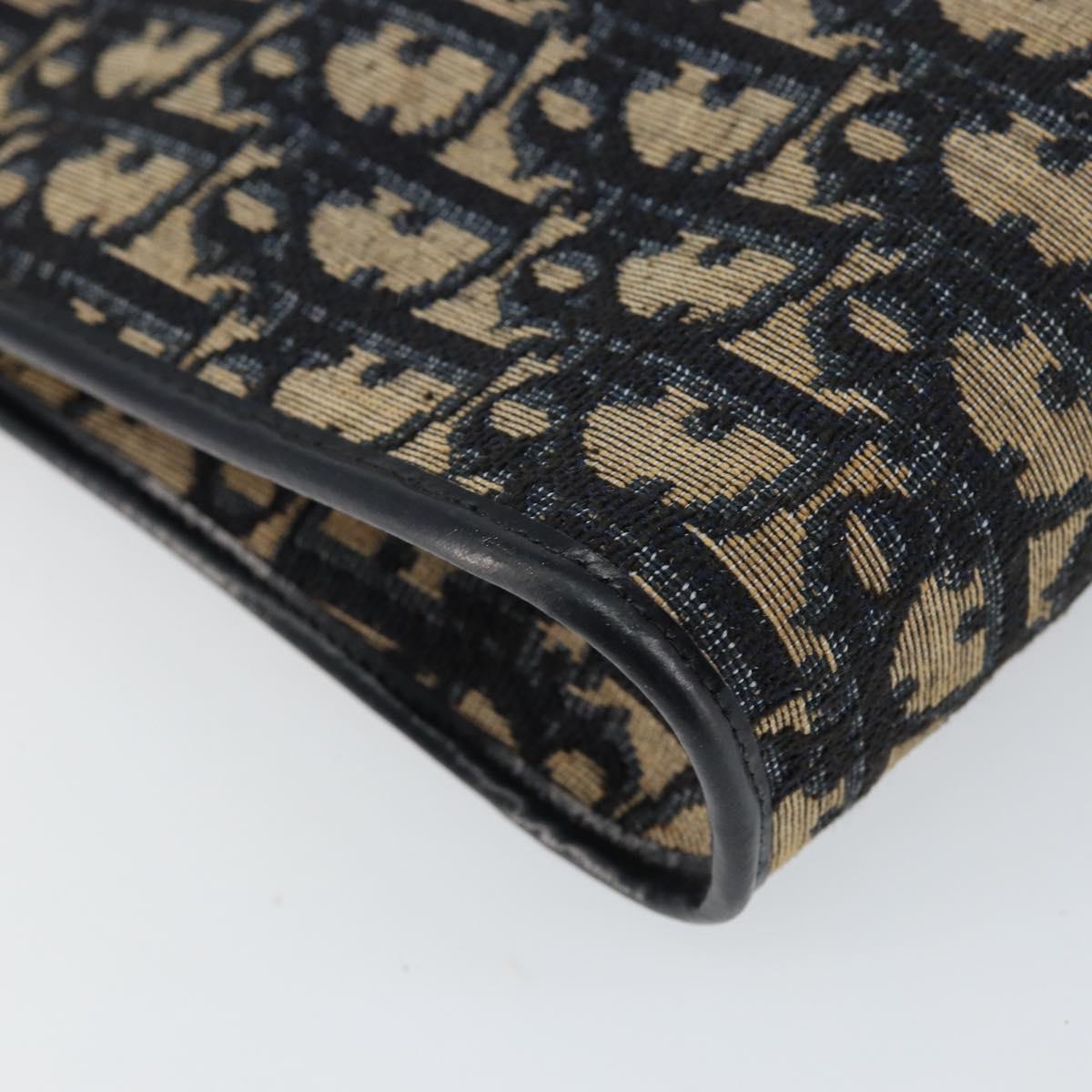 Christian Dior Trotter Canvas Shoulder Bag Navy Gold Auth ep11547