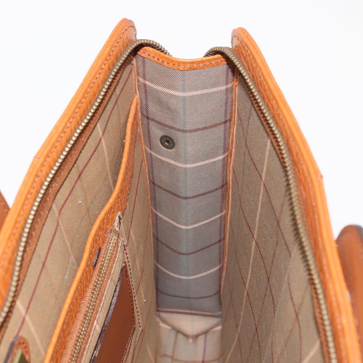 Burberrys Business Bag Leather Brown Gold Auth ep11548