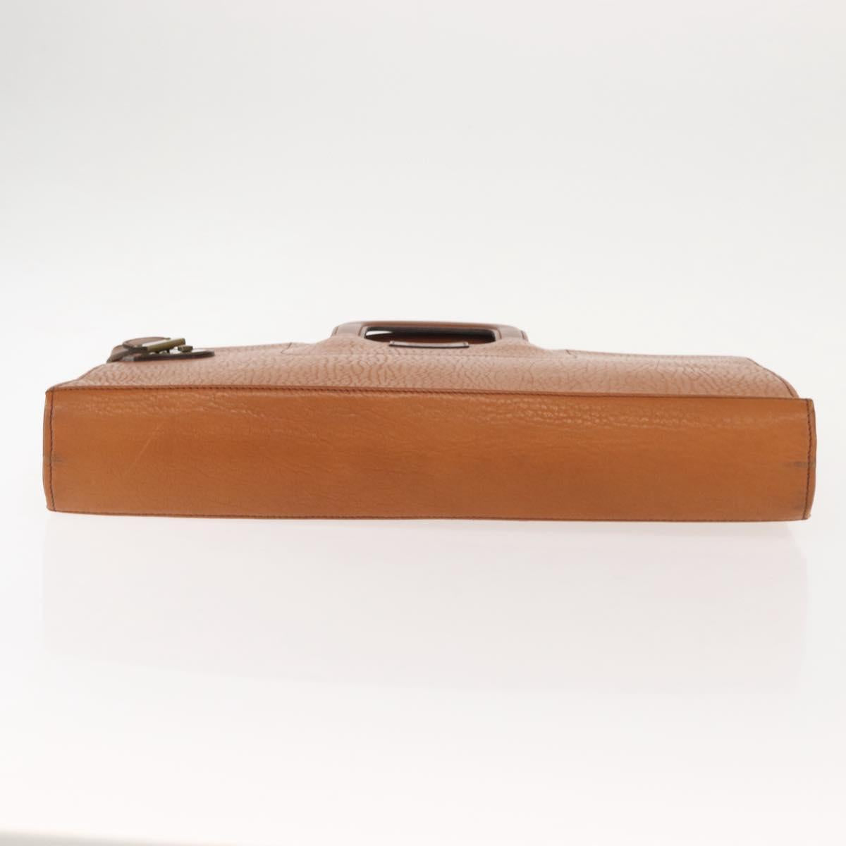 Burberrys Business Bag Leather Brown Gold Auth ep11548