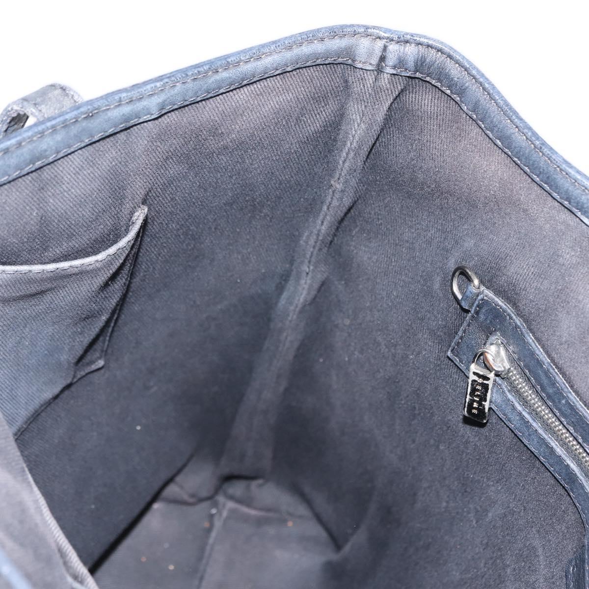 CELINE Macadam Canvas Tote Bag Canvas Black Silver Auth ep11551