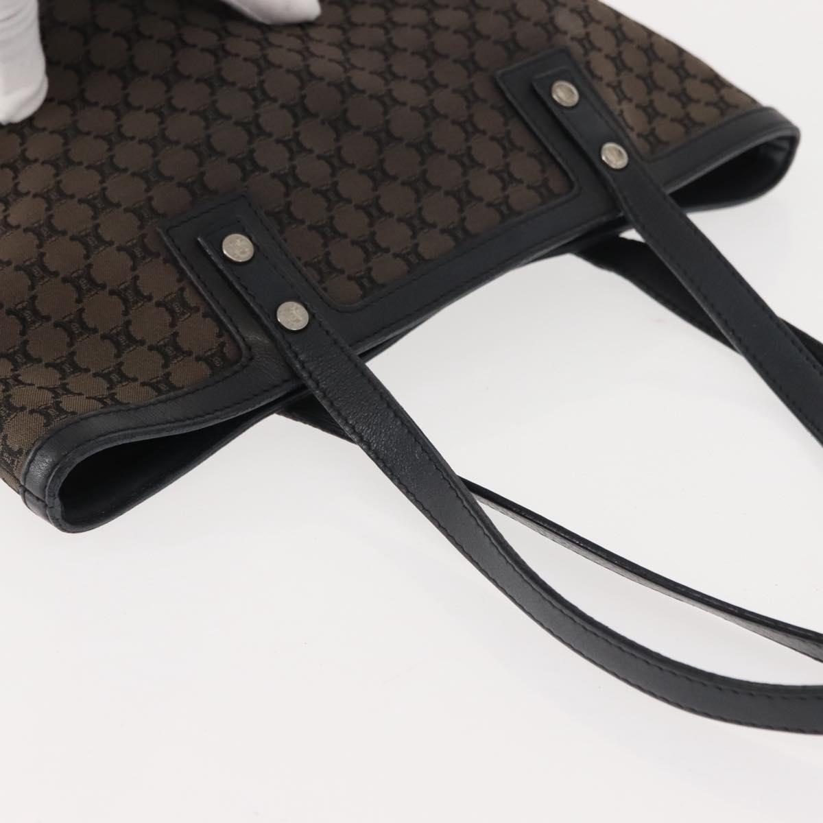 CELINE Macadam Canvas Tote Bag Canvas Black Silver Auth ep11551