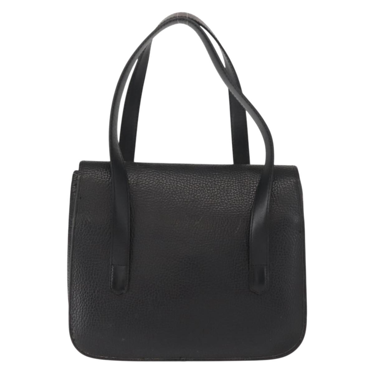 Christian Dior Hand Bag Leather Black Gold Auth ep11555