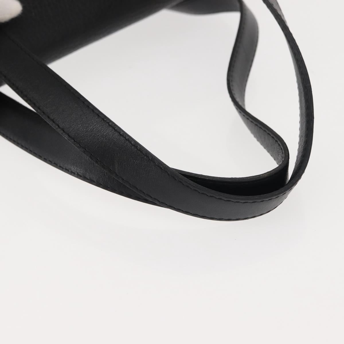 Christian Dior Hand Bag Leather Black Gold Auth ep11555