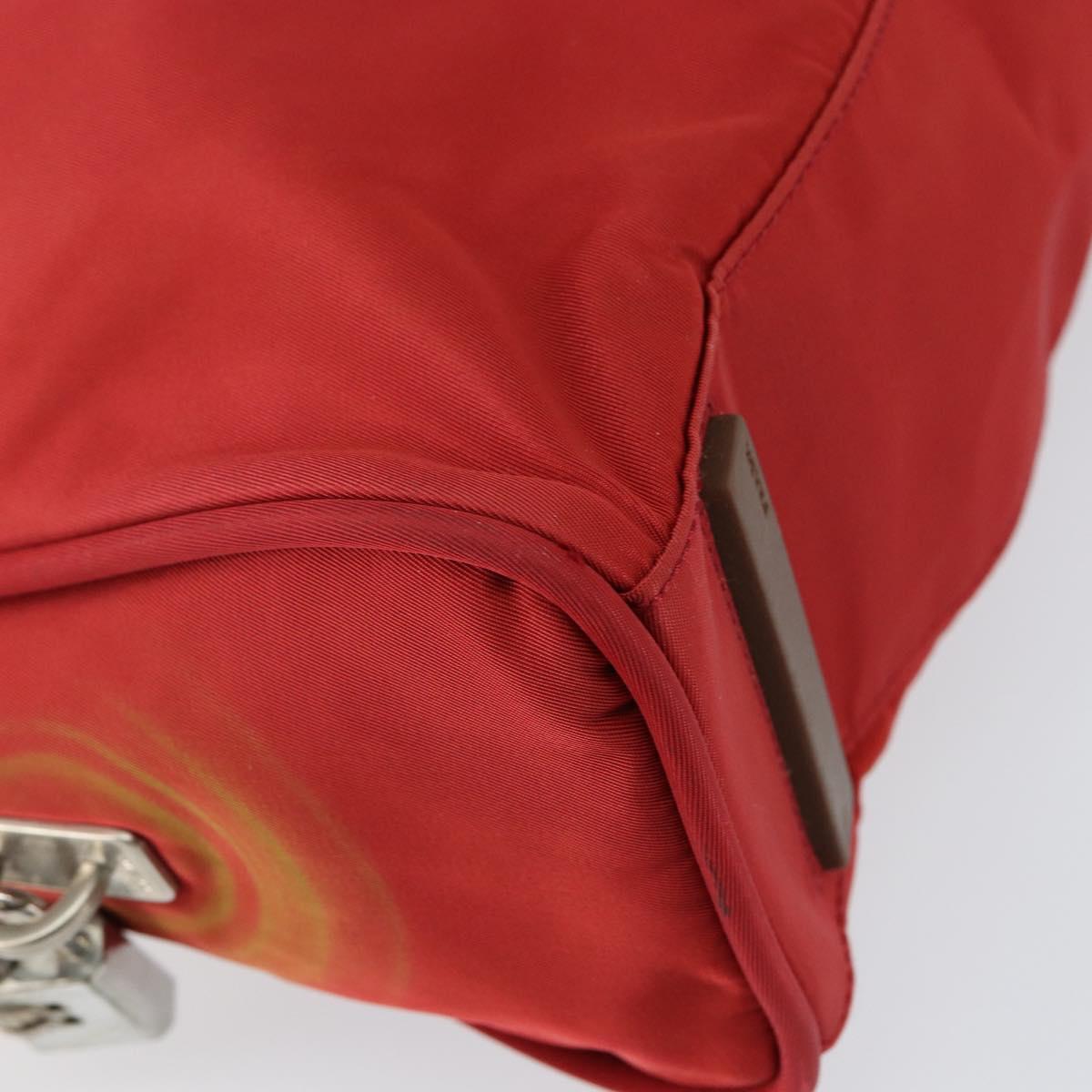 PRADA Hand Bag Nylon Red Silver Auth ep11558