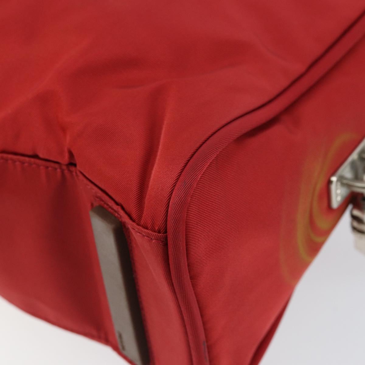 PRADA Hand Bag Nylon Red Silver Auth ep11558