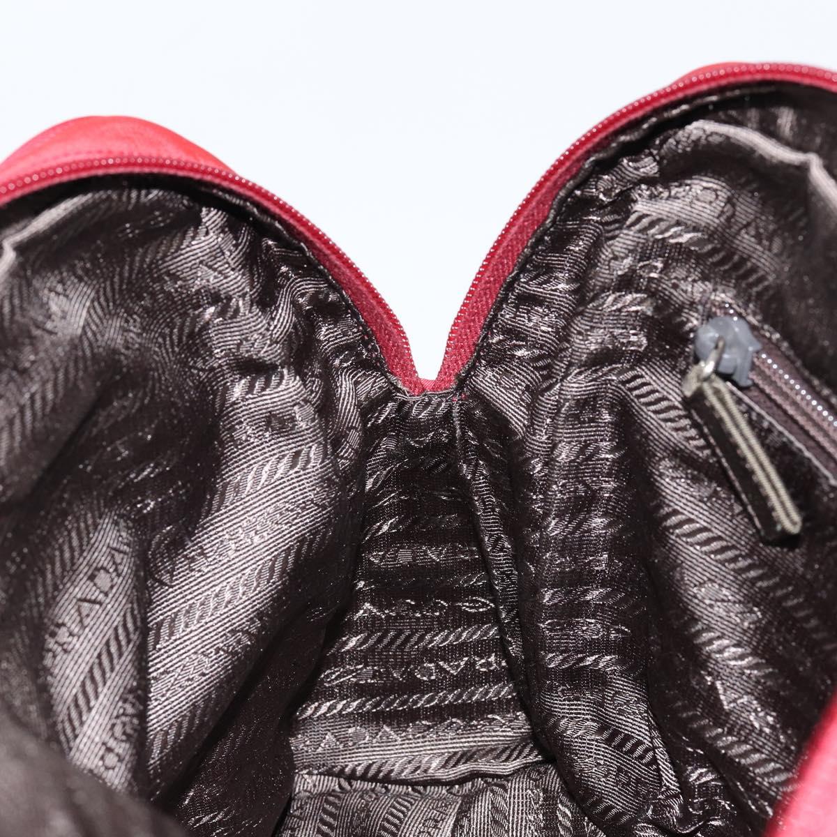 PRADA Hand Bag Nylon Red Silver Auth ep11558