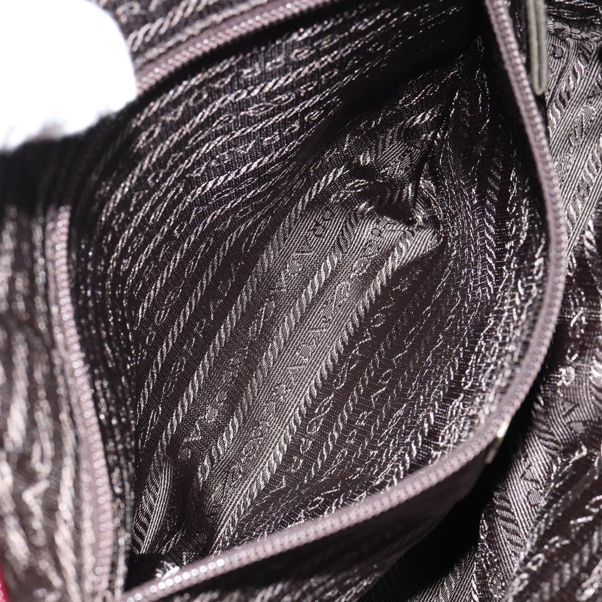 PRADA Hand Bag Nylon Red Silver Auth ep11558