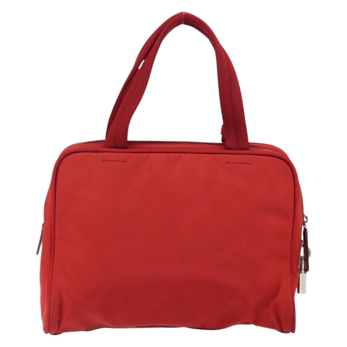 PRADA Hand Bag Nylon Red Silver Auth ep11558