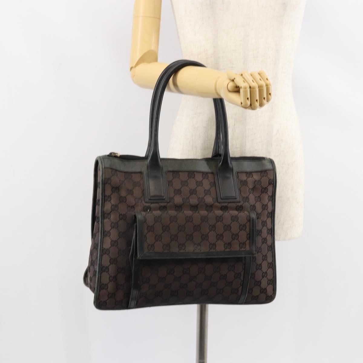 GUCCI GG Canvas Tote Bag Black Gold 000 0854 Auth ep11565
