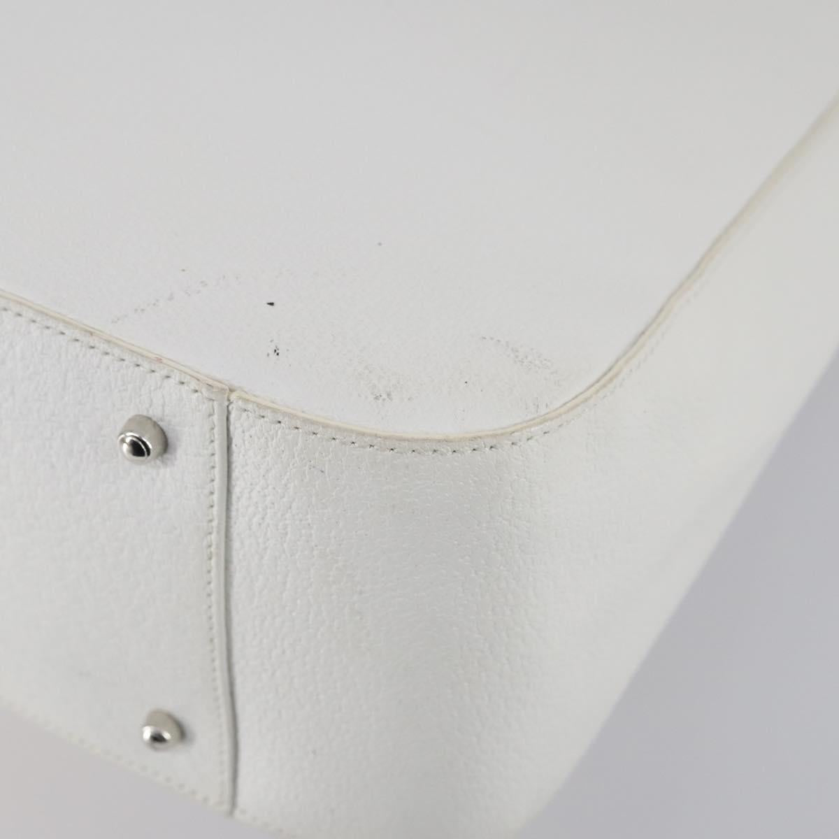 GUCCI Hand Bag Leather 2way White Silver 000 2058 0307 5 Auth ep11566