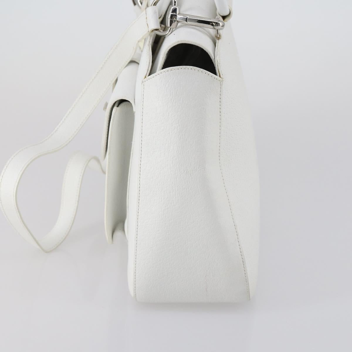 GUCCI Hand Bag Leather 2way White Silver 000 2058 0307 5 Auth ep11566