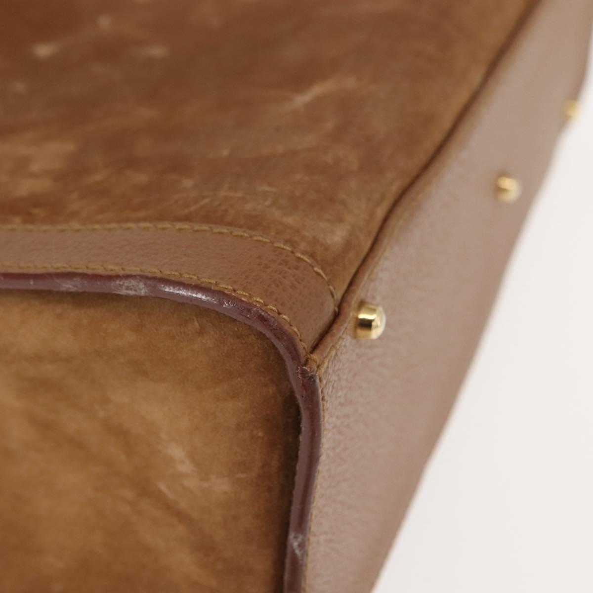 GUCCI Bamboo Hand Bag Suede Leather Beige Gold 002 123 0260 Auth ep11567