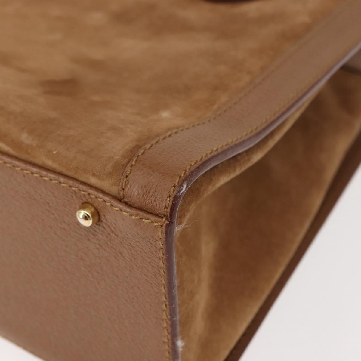 GUCCI Bamboo Hand Bag Suede Leather Beige Gold 002 123 0260 Auth ep11567