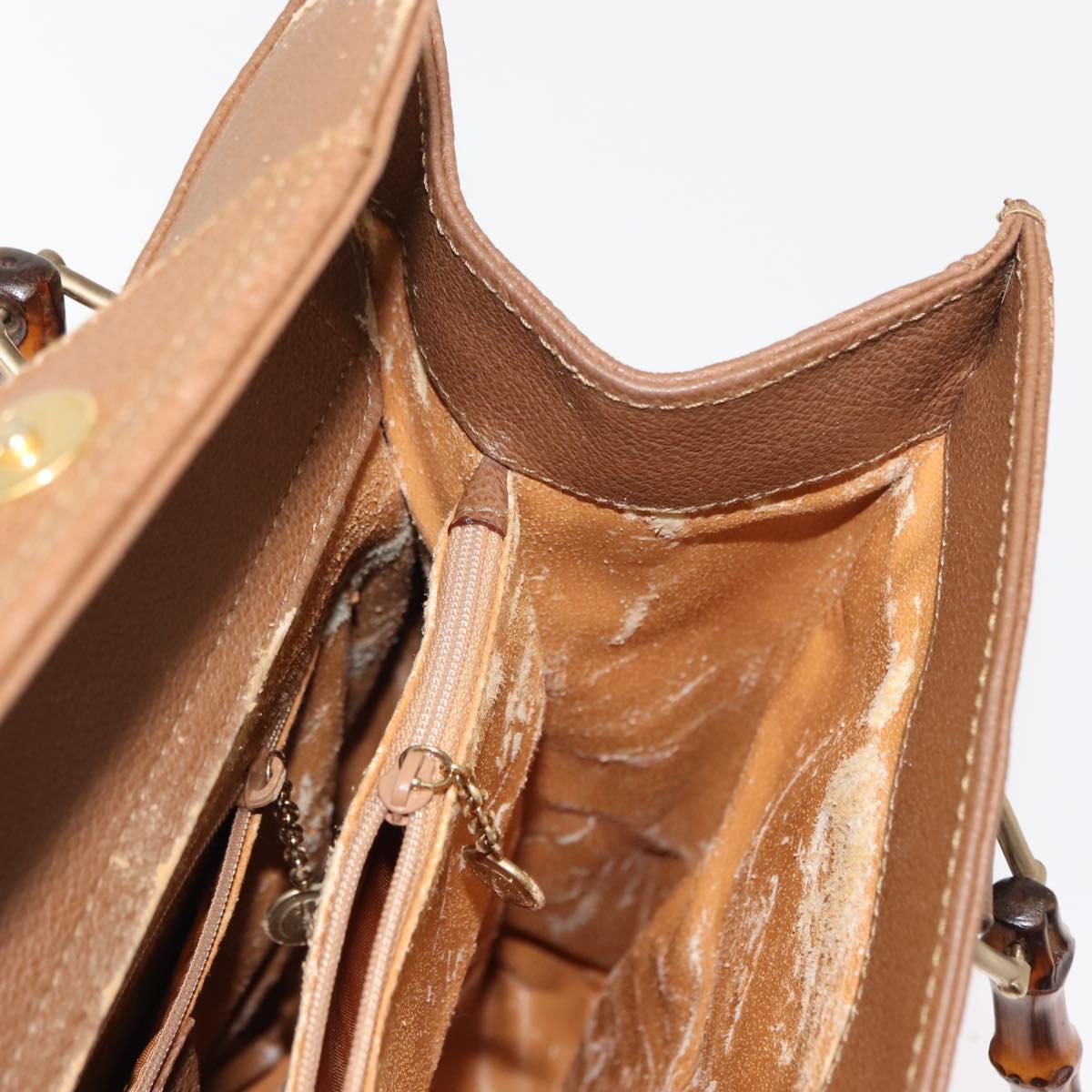 GUCCI Bamboo Hand Bag Suede Leather Beige Gold 002 123 0260 Auth ep11567