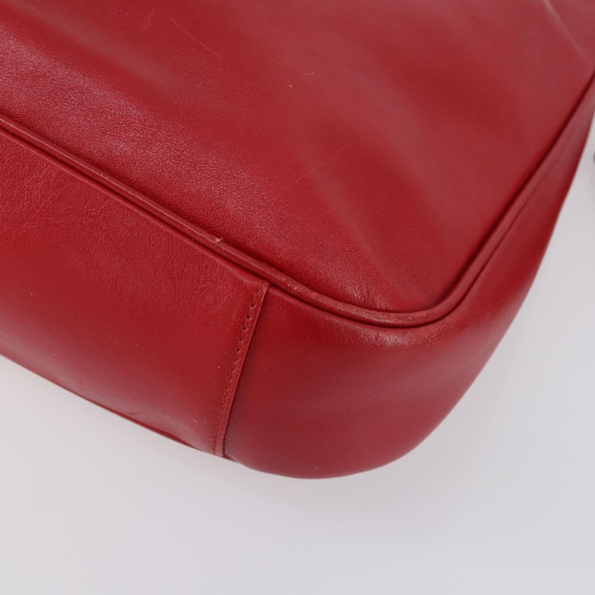 GUCCI Bamboo Hand Bag Leather 2way Red Gold Auth ep11568