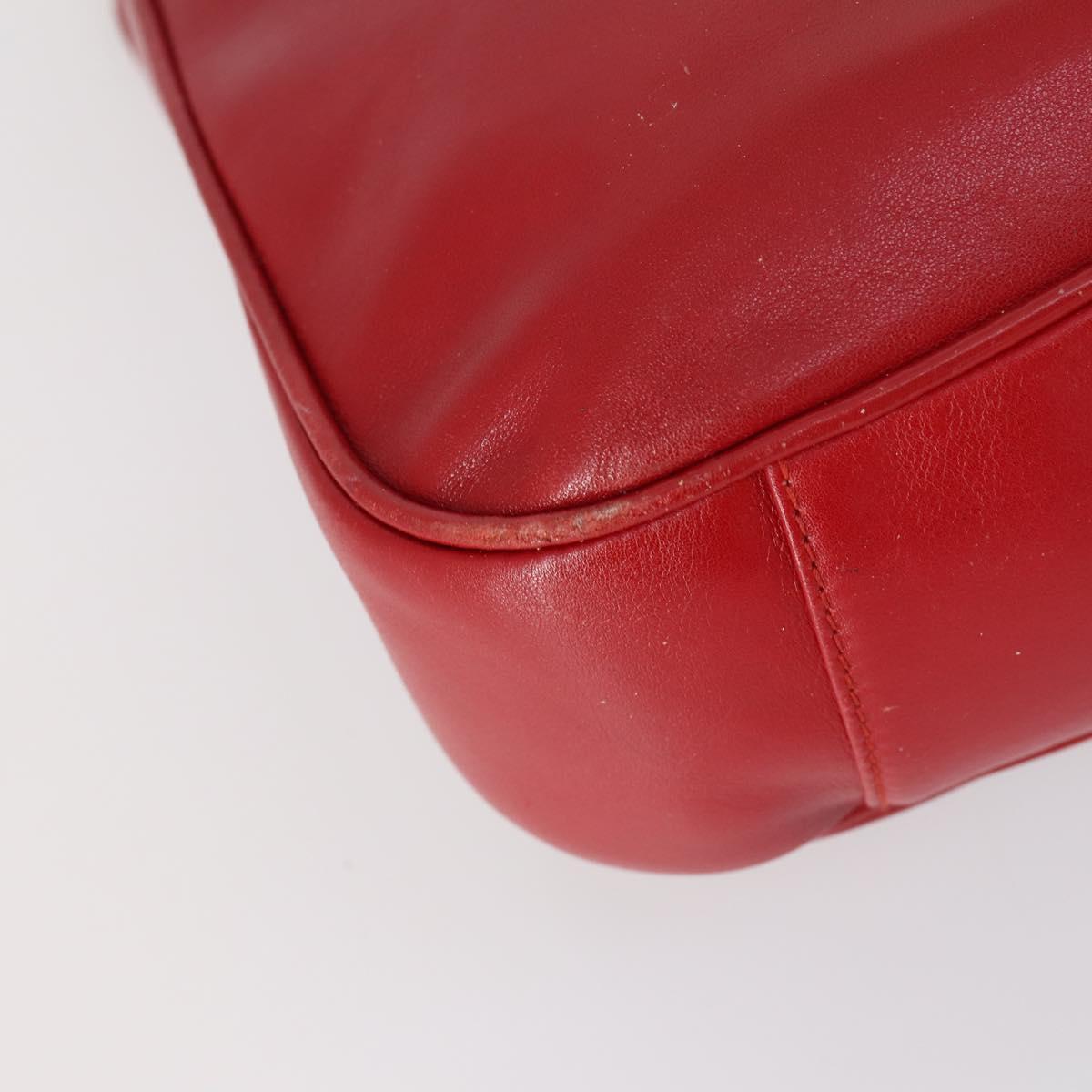 GUCCI Bamboo Hand Bag Leather 2way Red Gold Auth ep11568