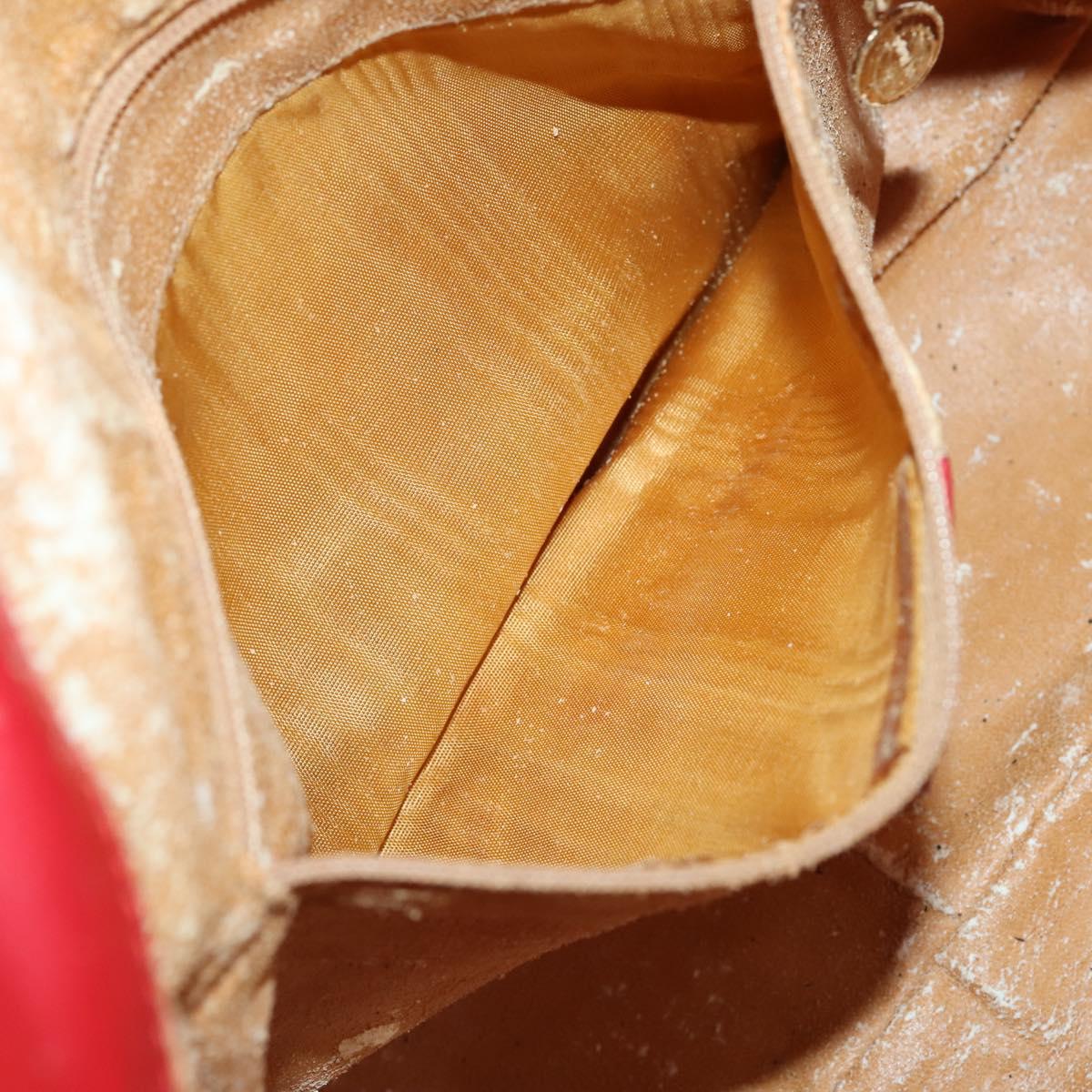 GUCCI Bamboo Hand Bag Leather 2way Red Gold Auth ep11568