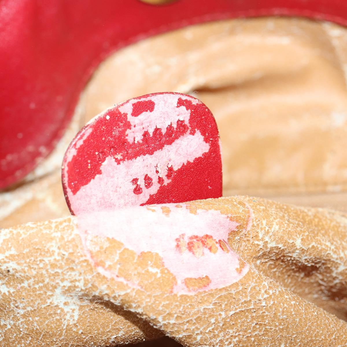 GUCCI Bamboo Hand Bag Leather 2way Red Gold Auth ep11568