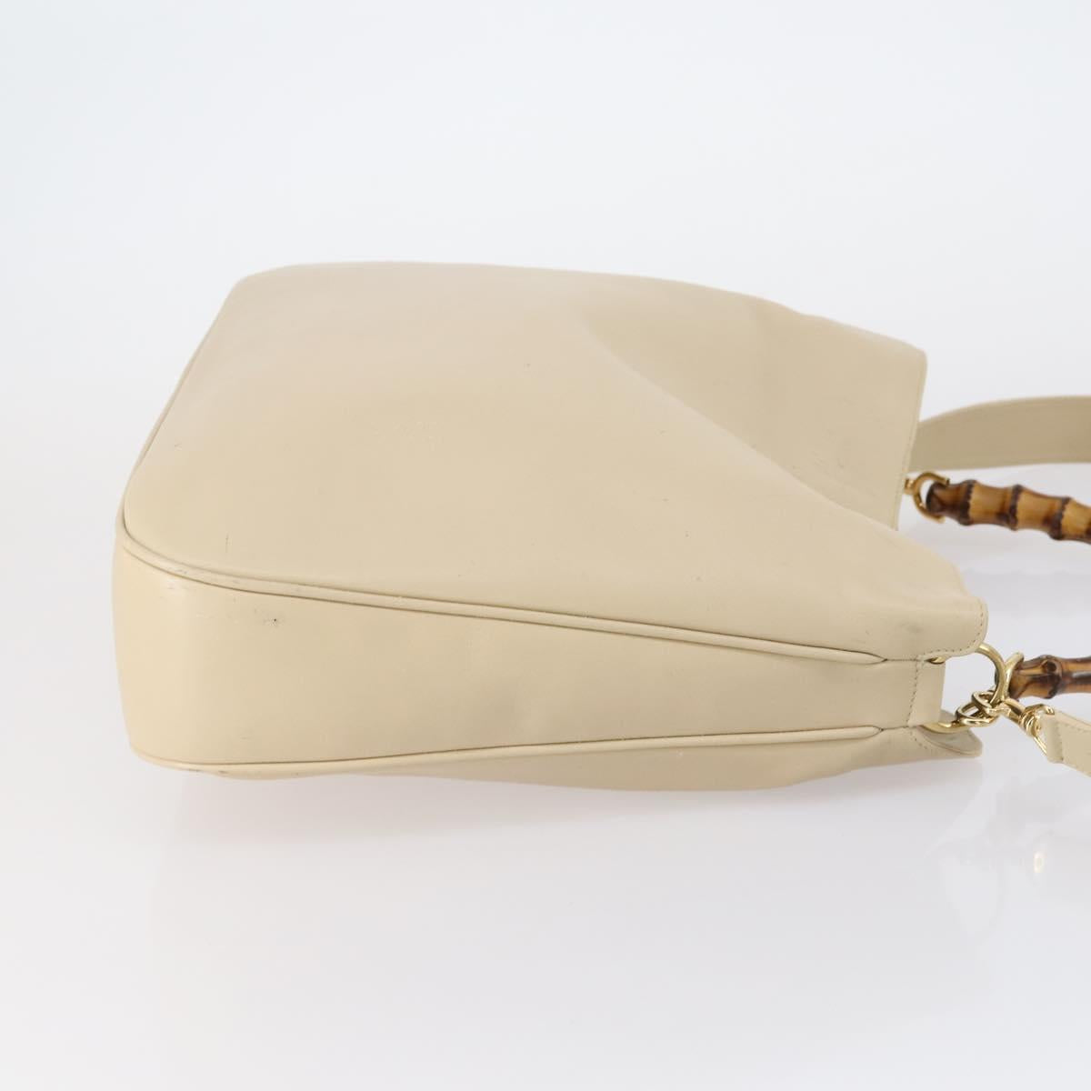 GUCCI Bamboo Hand Bag Leather 2way Beige Gold 001 2113 1577 Auth ep11569