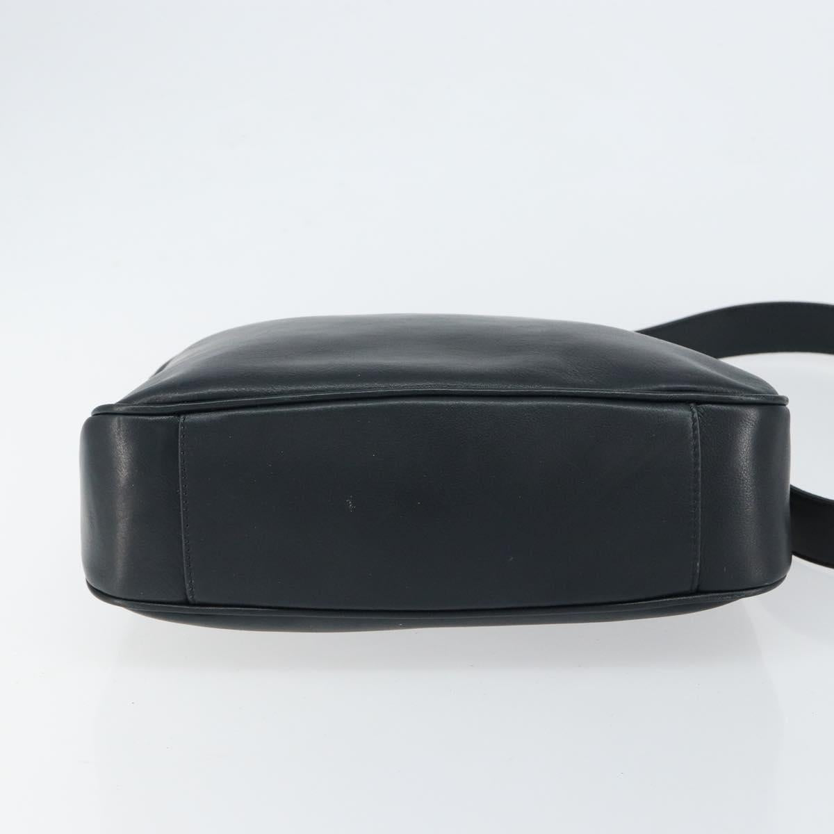 GUCCI Bamboo Hand Bag Leather 2way Navy Gold 001 1705 1638 Auth ep11570